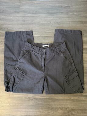 Aritzia Oak and Fort Wide Leg Baggy Grey Cargo Pants with Side Pockets